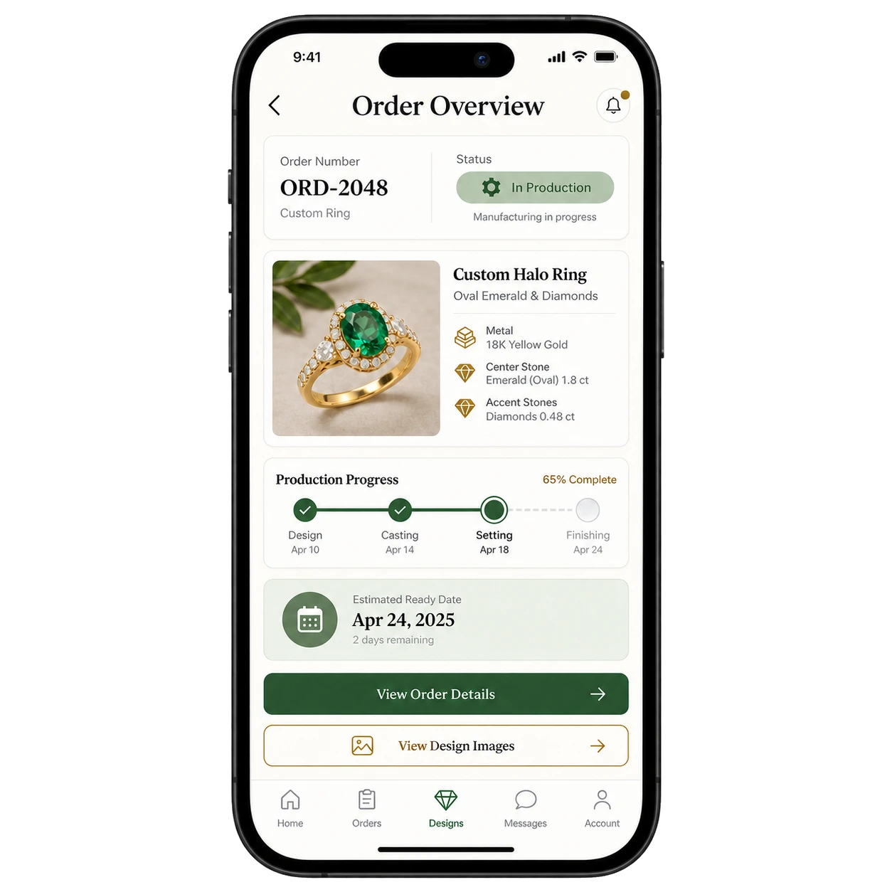 Client app: order status, specification and production progress without calling the office
